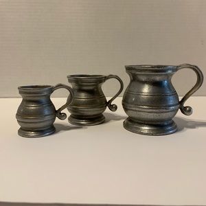 3 mini, armetale colonial style potbelly mug Stein